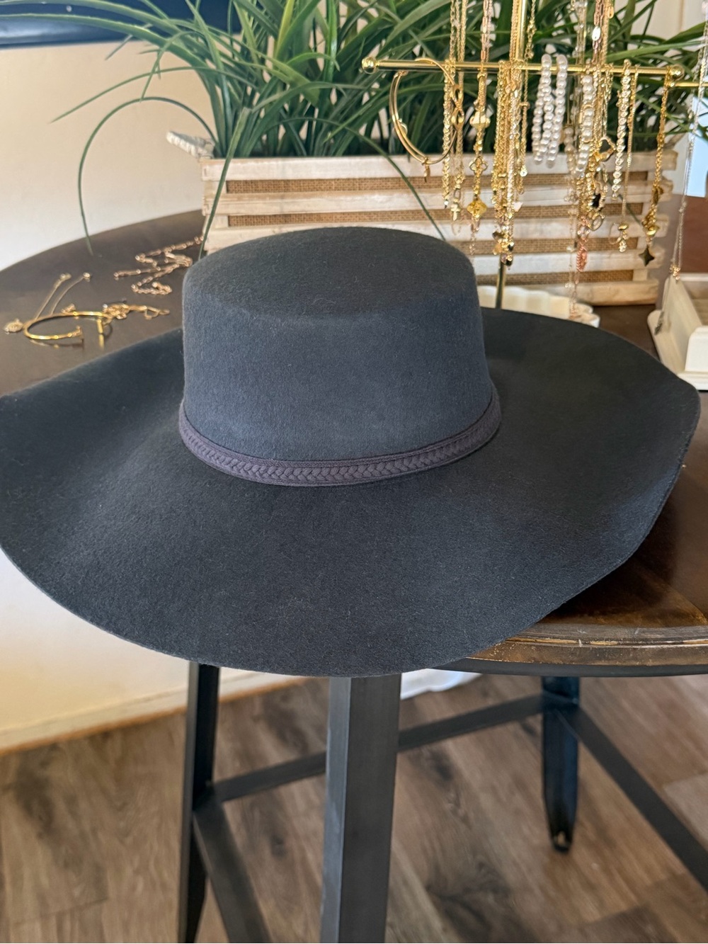 NWT Universal Thread 100% Wool Black Wide Brim Rancher Hat | One Size